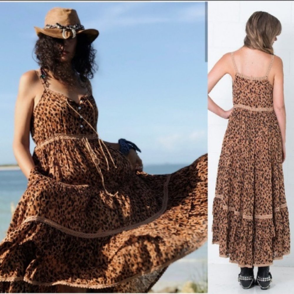New Bohemian Saphari Leopard Maxi Summer Dress - Picture 4 of 10
